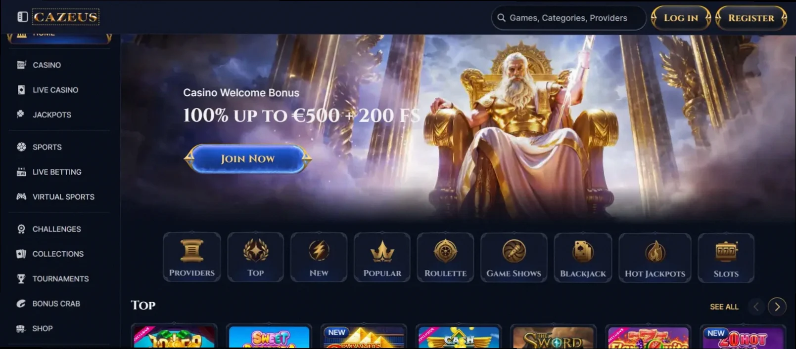Cazeus Casino Tot €500 + 200 Gratis Spins Welkomstbonus
